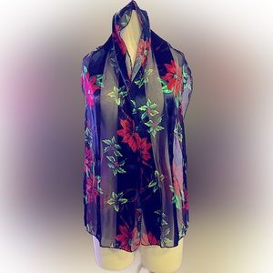 Striped Sheer Poinsettia Scarf